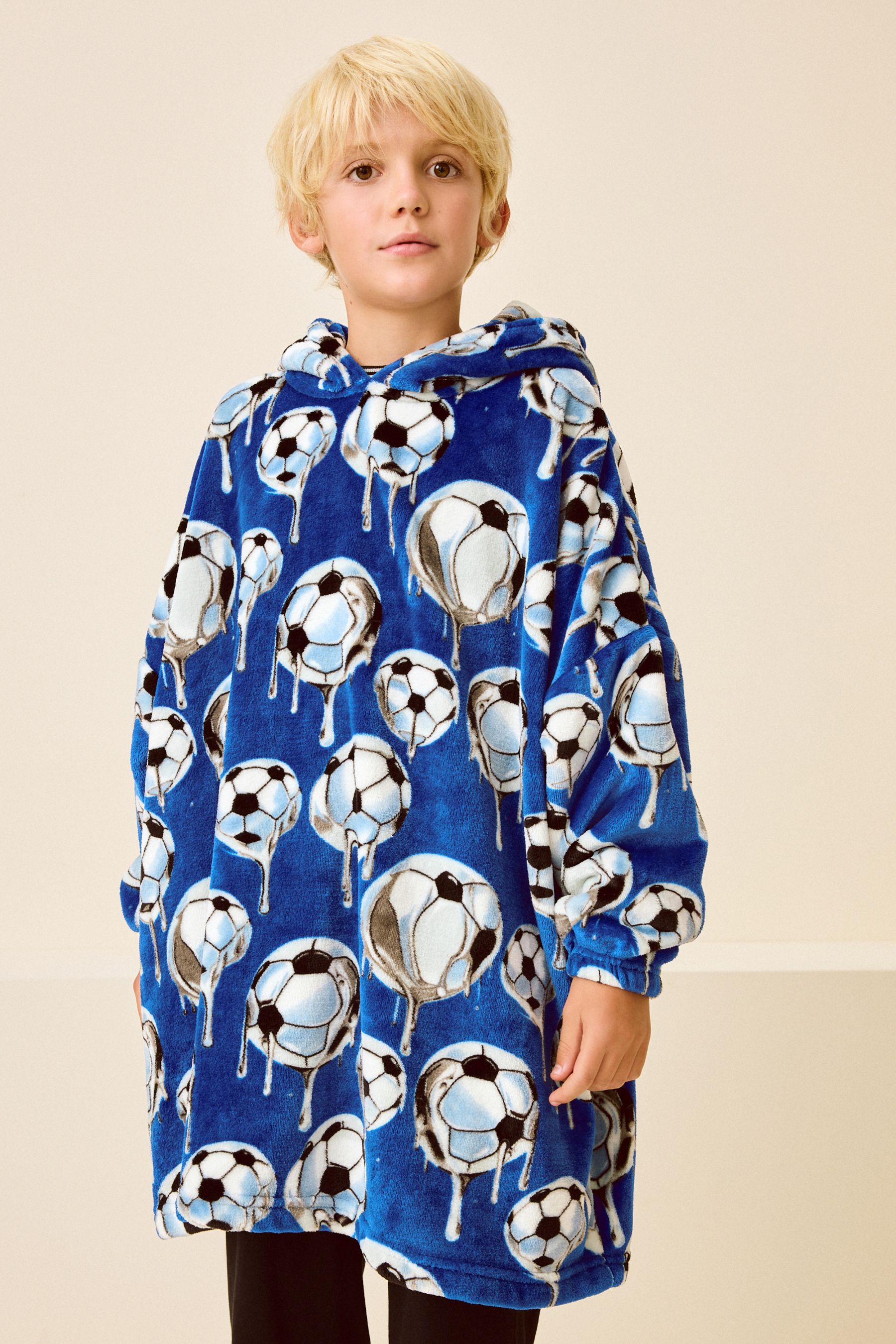 Buy Cobalt Blue Football Fleece Hooded Blanket 3 16yrs from the Next UK online shop