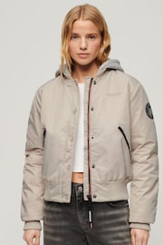 Superdry Nude Hooded Bomber Jacket - Image 1 of 3