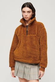 Superdry Brown Supersoft Zip Henley Jumper - Image 1 of 6