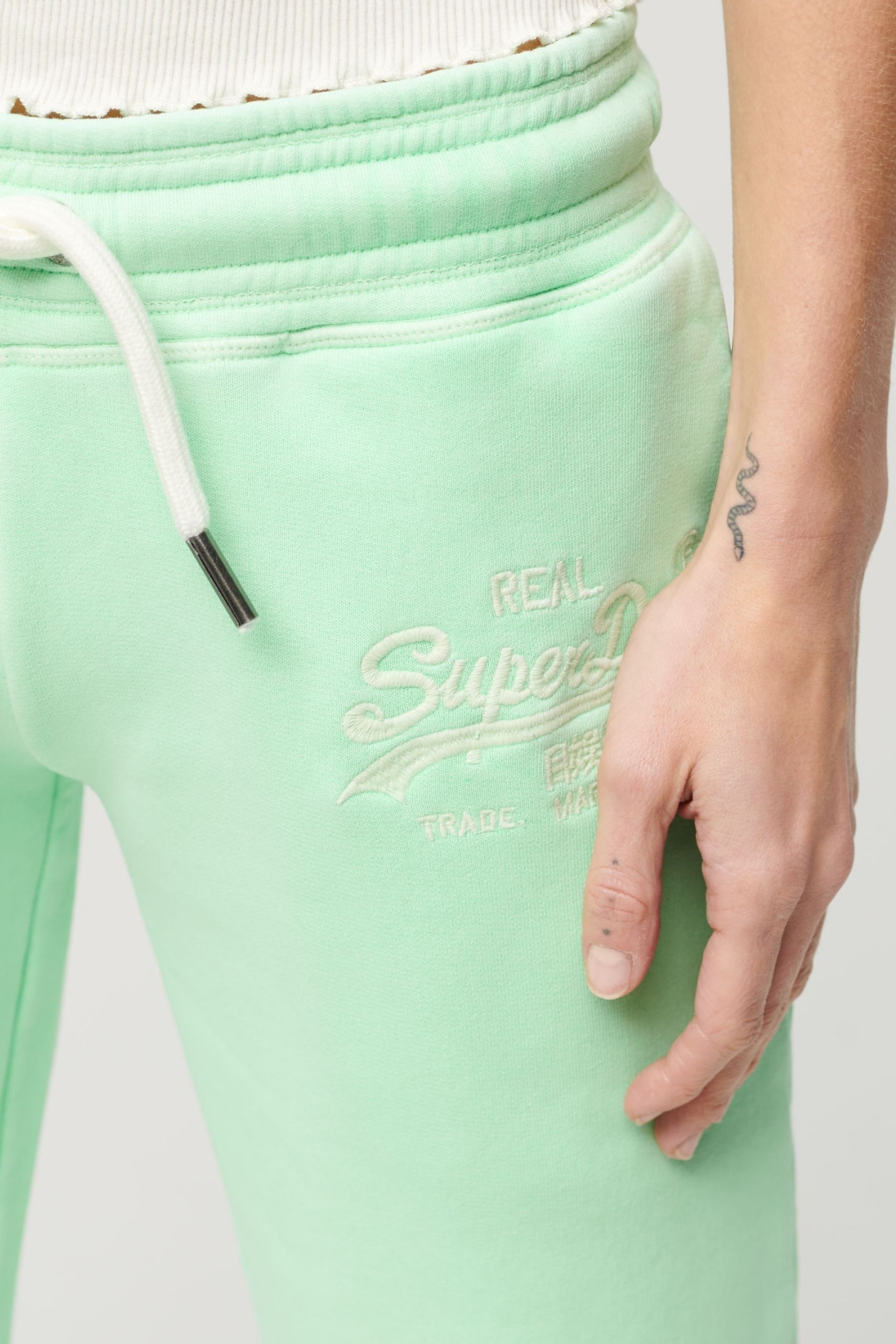 Superdry Green Neon Vintage Logo Low Rise Flare Joggers - Image 4 of 4