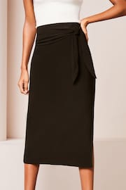 Lipsy Black Wrap Midi Skirt - Image 1 of 4
