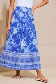 Lipsy Blue Tiered Printed Midi Skirt - Image 1 of 4