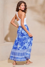 Lipsy Blue Tiered Printed Midi Skirt - Image 2 of 4