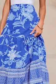 Lipsy Blue Tiered Printed Midi Skirt - Image 4 of 4
