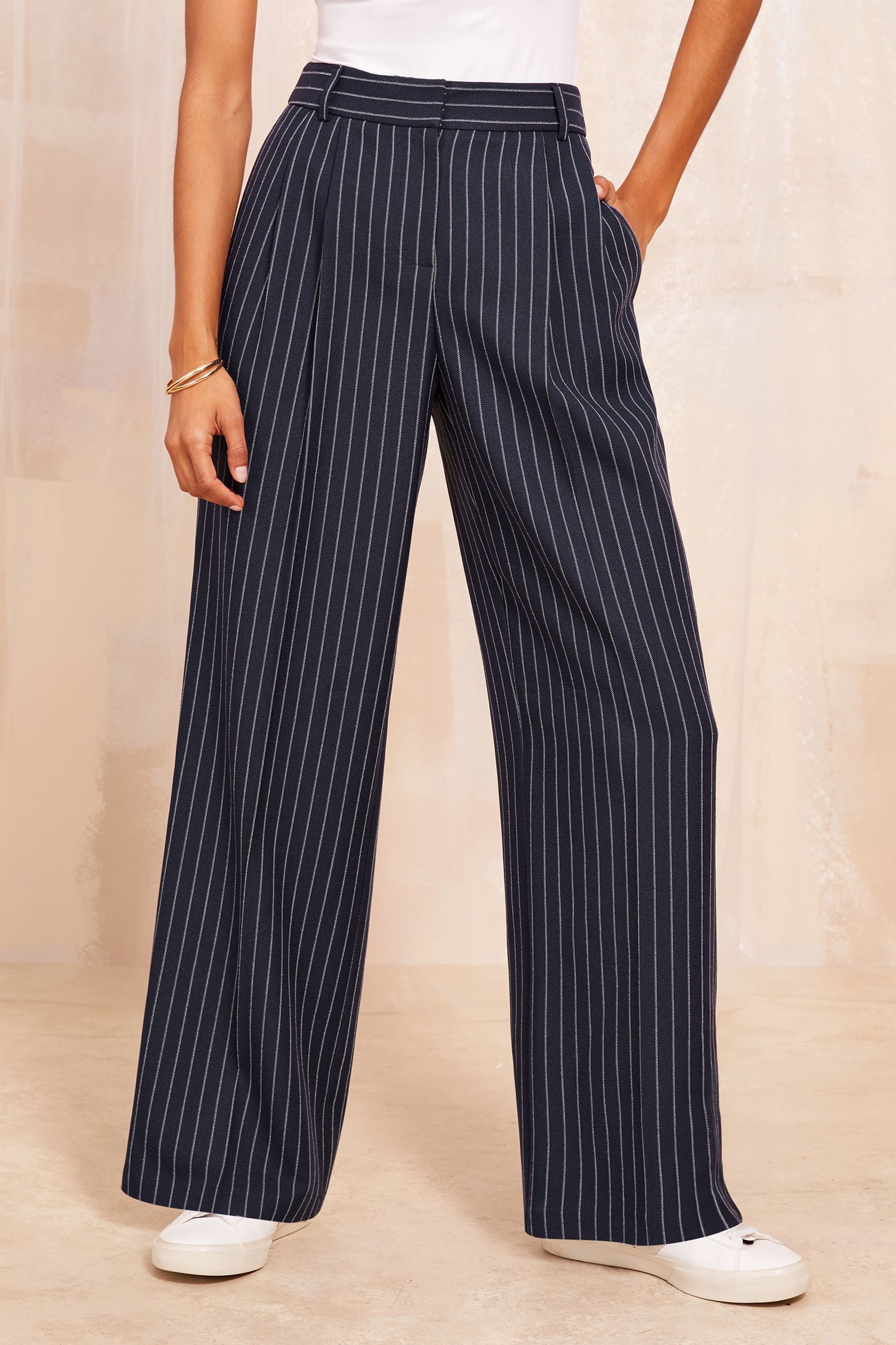 Smart striped trousers hot sale