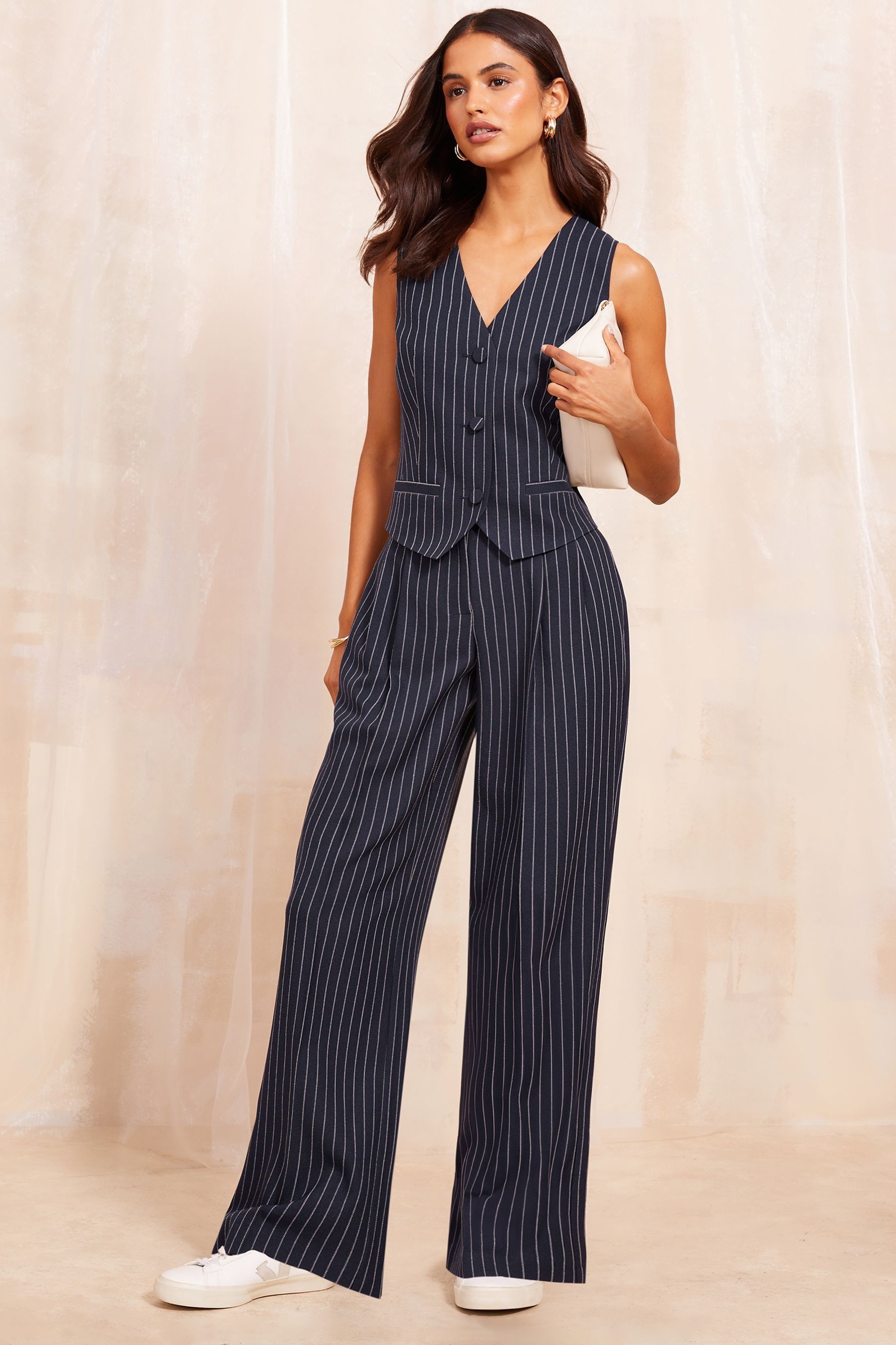 Buy Friends Like These Pinstripe Premium Wide Leg Smart Trousers from Next Luxembourg