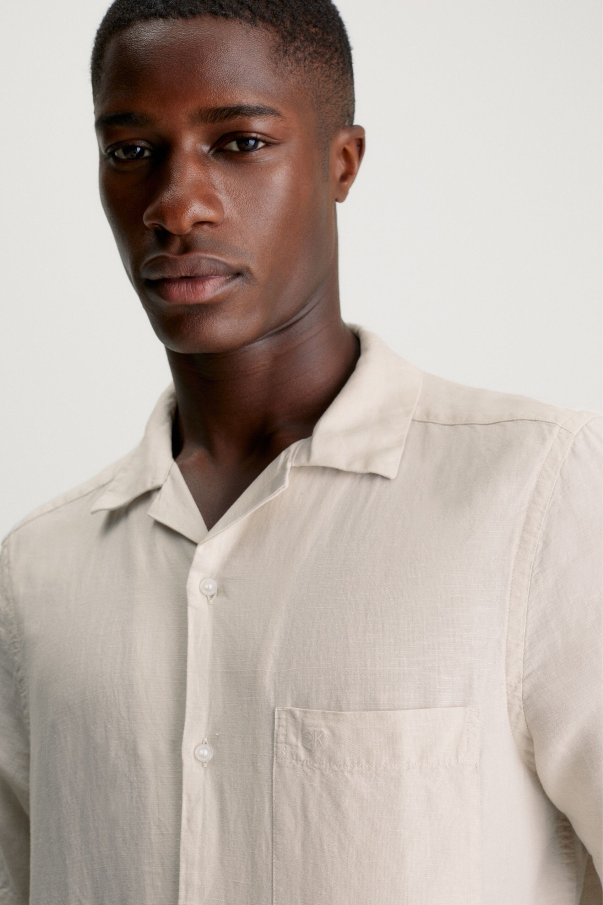 Calvin Klein Natural Linen Cuban Shirt - Image 3 of 5