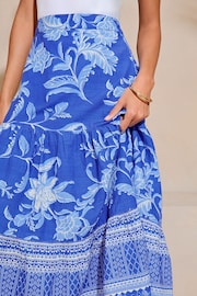 Lipsy Blue Petite Tiered Printed Midi Skirt - Image 4 of 4