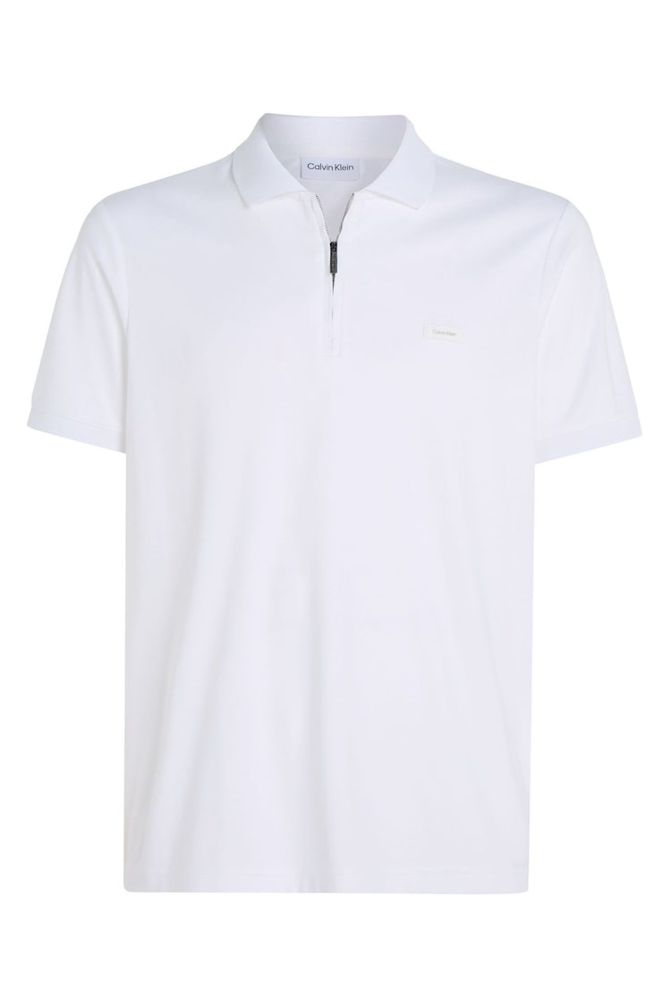 Calvin Klein White Zip Polo Shirt - Image 2 of 2