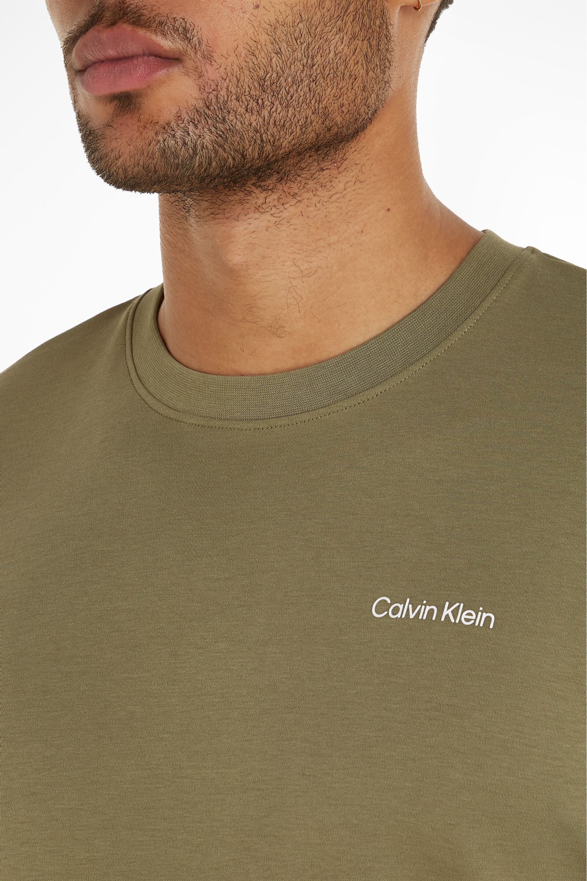 Calvin Klein Green Logo Interlock T-Shirt - Image 3 of 5