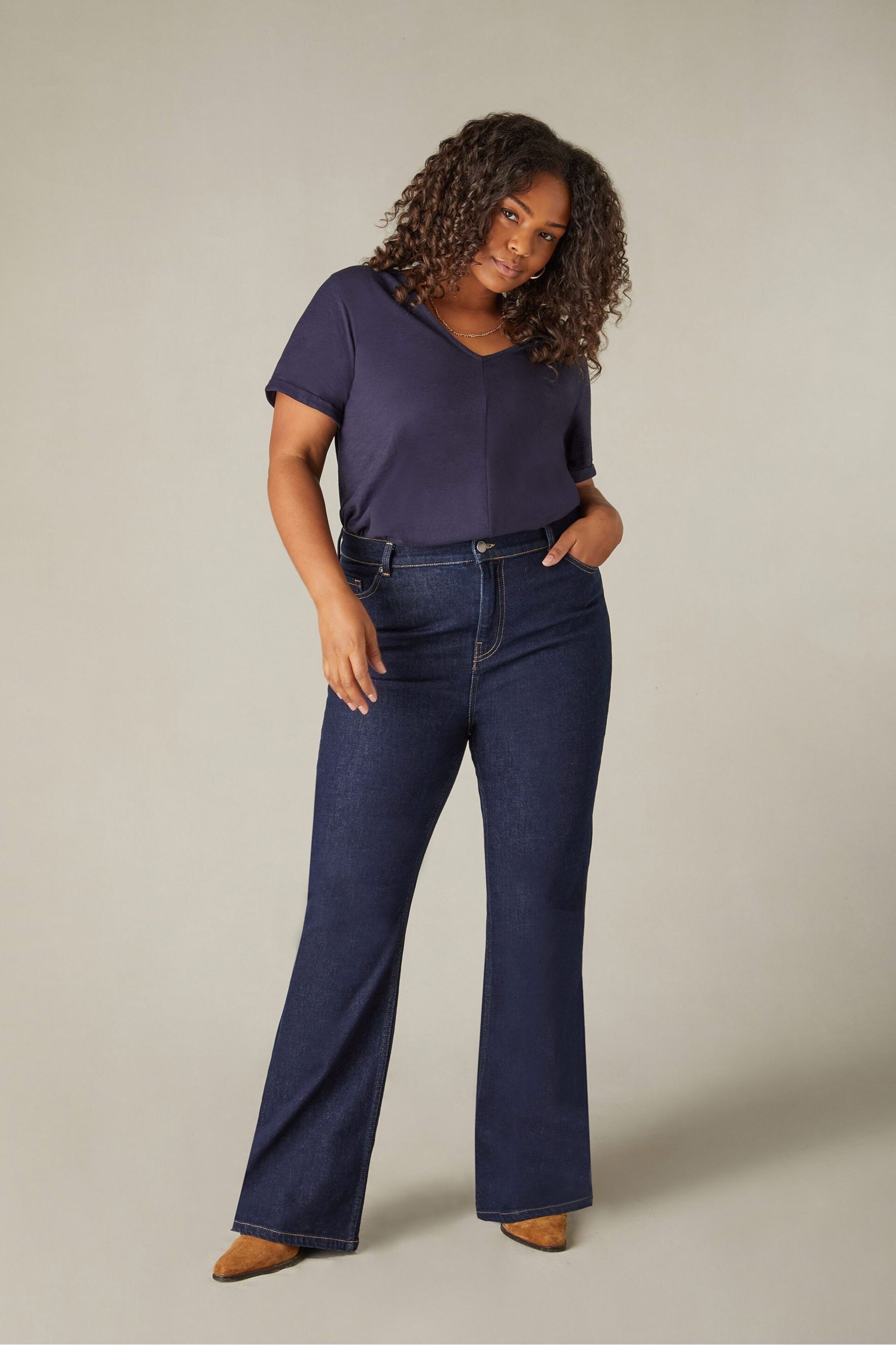 Live Unlimited Curve Petite Blue Boot Cut Comfort Jeans - Image 2 of 5