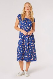 Apricot Blue Vintage Rose Milkmaid Midi Dress - Image 1 of 4