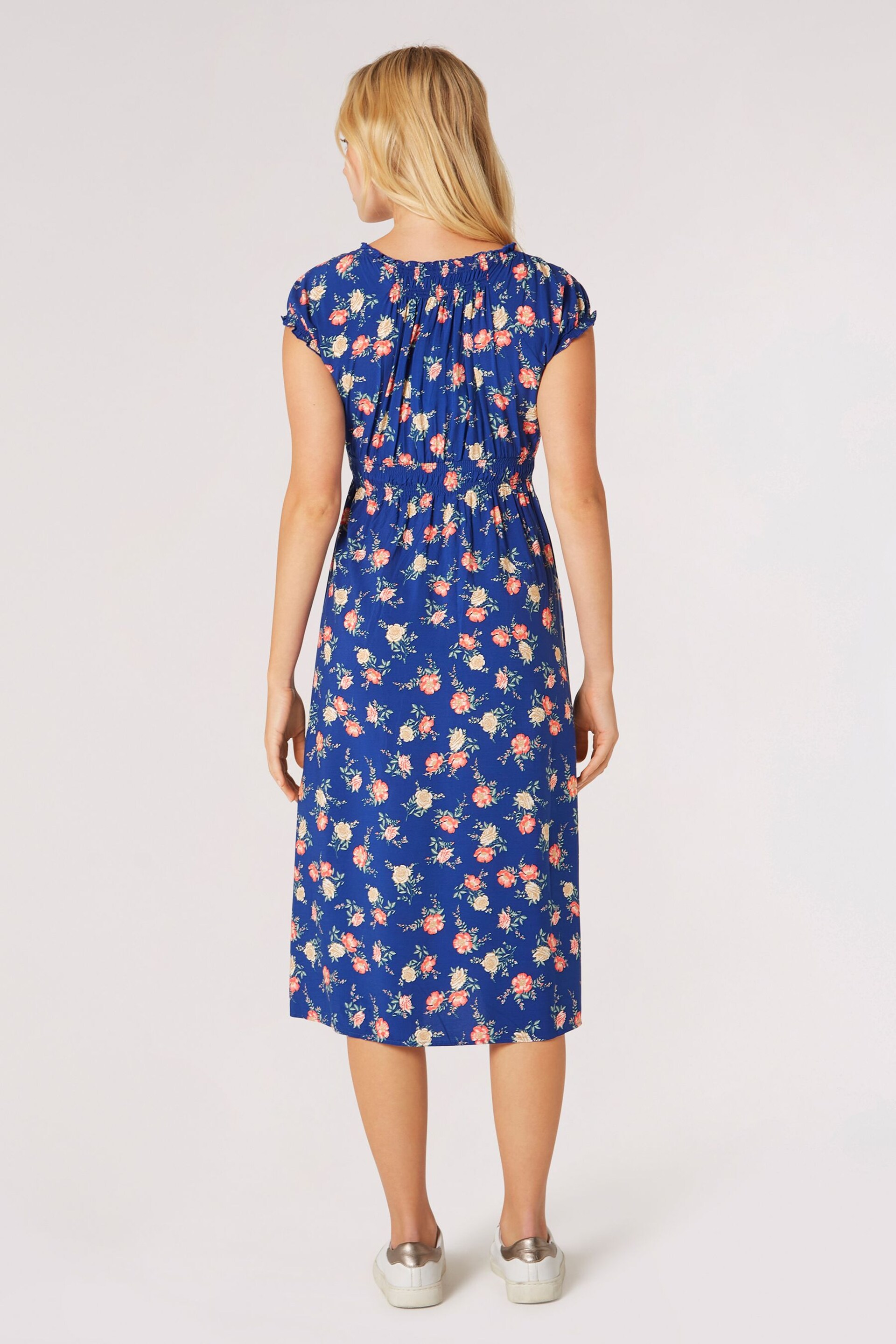 Apricot Blue Vintage Rose Milkmaid Midi Dress - Image 4 of 4