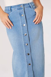 Apricot Blue Button Down Denim Midi Skirt - Image 4 of 5