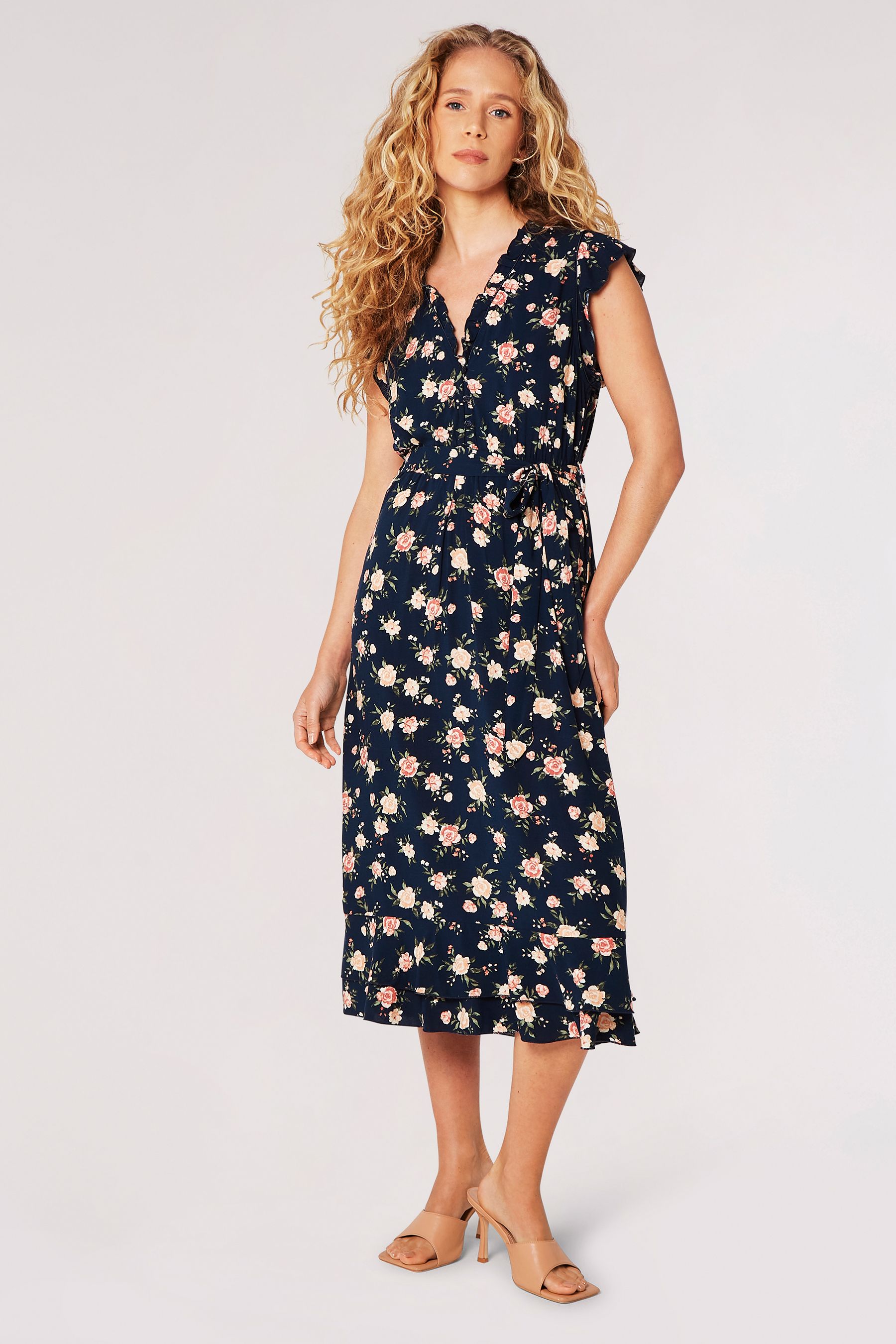 Buy Apricot Blue Ditsy Painterly Rose Midi Dress from Next Hong Kong