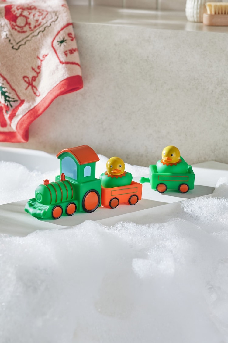 Set of 5 Green Train Christmas Bath Buddies - Image 1 of 3