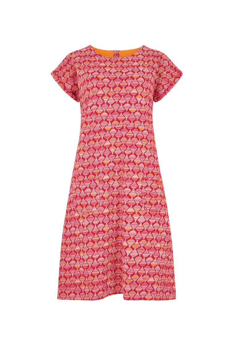 Weird Fish Red Tallahassee Organic Printed Jersey Dress - Image 1 of 2