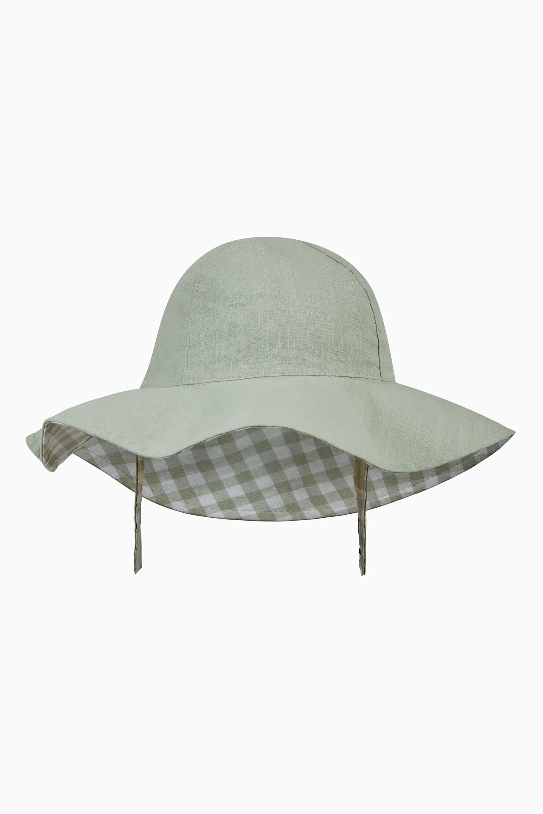 Buy MORI Green Cotton Bamboo Reversible Sage Green Gingham Sun Hat from the Next UK online shop