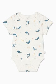 MORI Organic Cotton & Bamboo Whale Print Short Sleeve White Bodysuit - Image 1 of 1