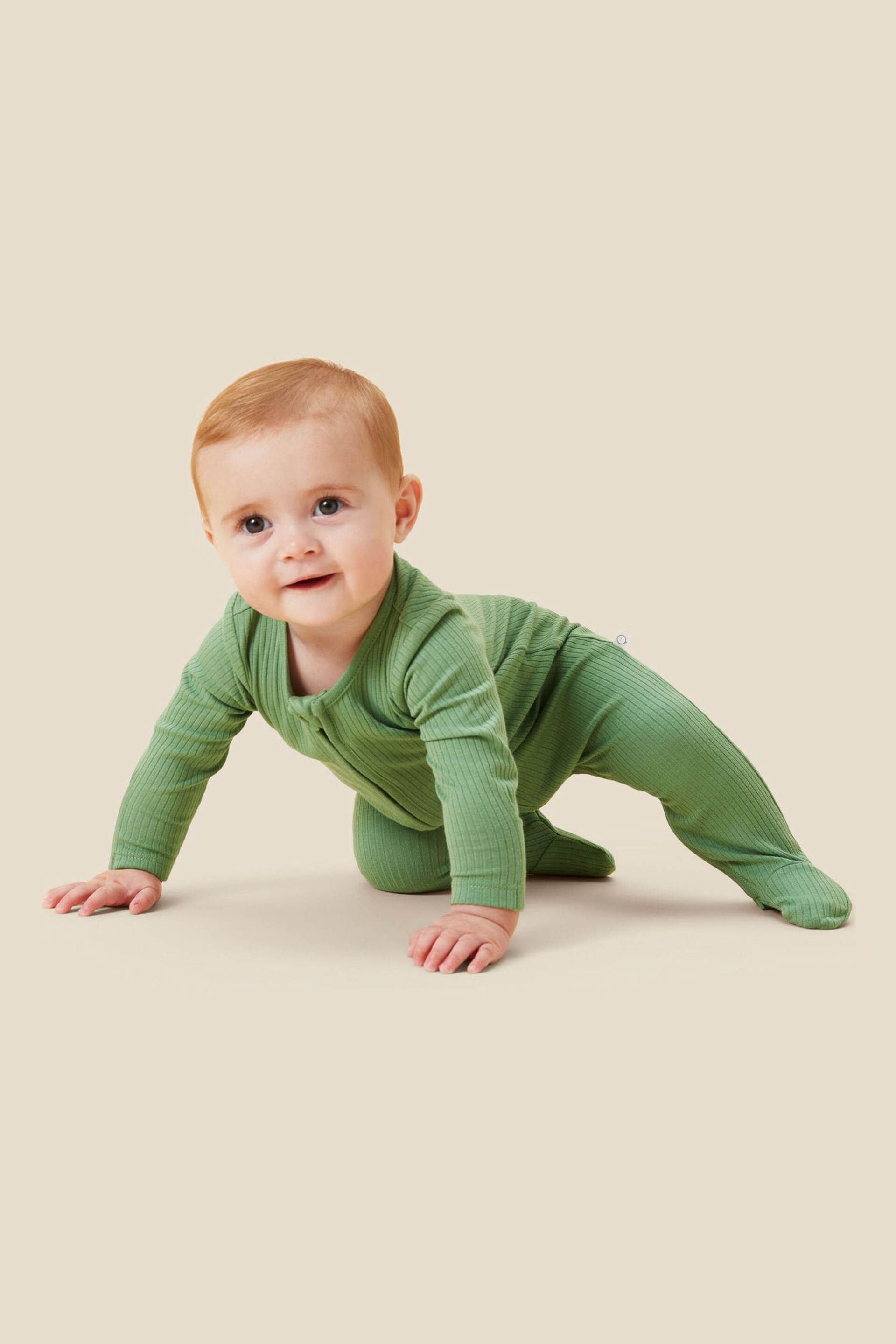 MORI Organic Cotton & Bamboo Ribbed Zip Up Sleepsuit - Image 2 of 5