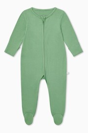 MORI Organic Cotton & Bamboo Ribbed Zip Up Sleepsuit - Image 5 of 5