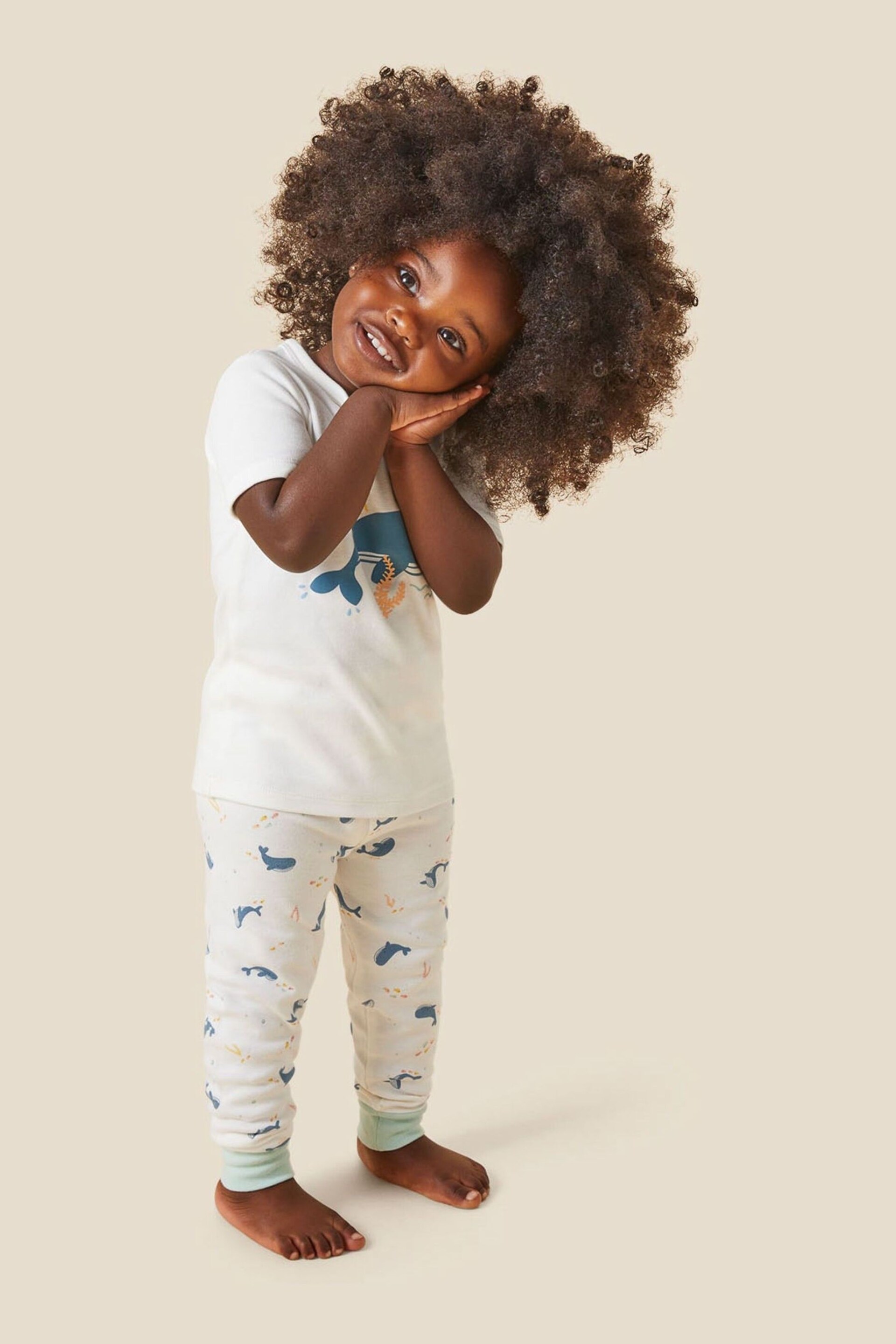 MORI Organic Cotton & Bamboo Whale White Print Pyjama Set - Image 2 of 5