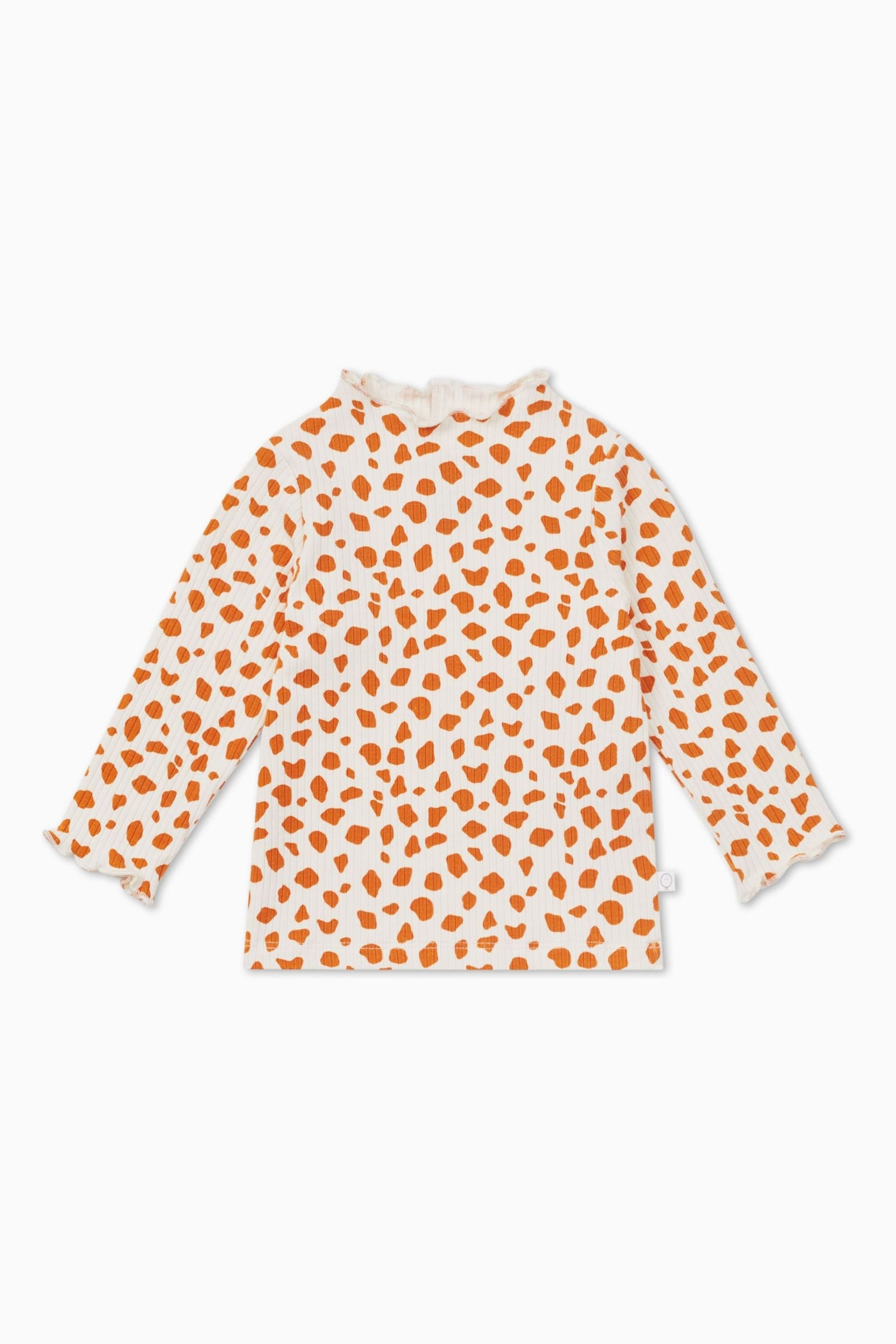 MORI Cream Organic Cotton & Bamboo Giraffe Spot Frill T-Shirt - Image 1 of 2