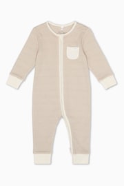 MORI Natural Organic Cotton & Bamboo Ecru Waffle Zip Up Sleepsuit - Image 3 of 4