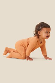 MORI Natural Organic Cotton & Bamboo Ecru Waffle Zip Up Sleepsuit - Image 2 of 3