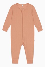 MORI Natural Organic Cotton & Bamboo Ecru Waffle Zip Up Sleepsuit - Image 3 of 3