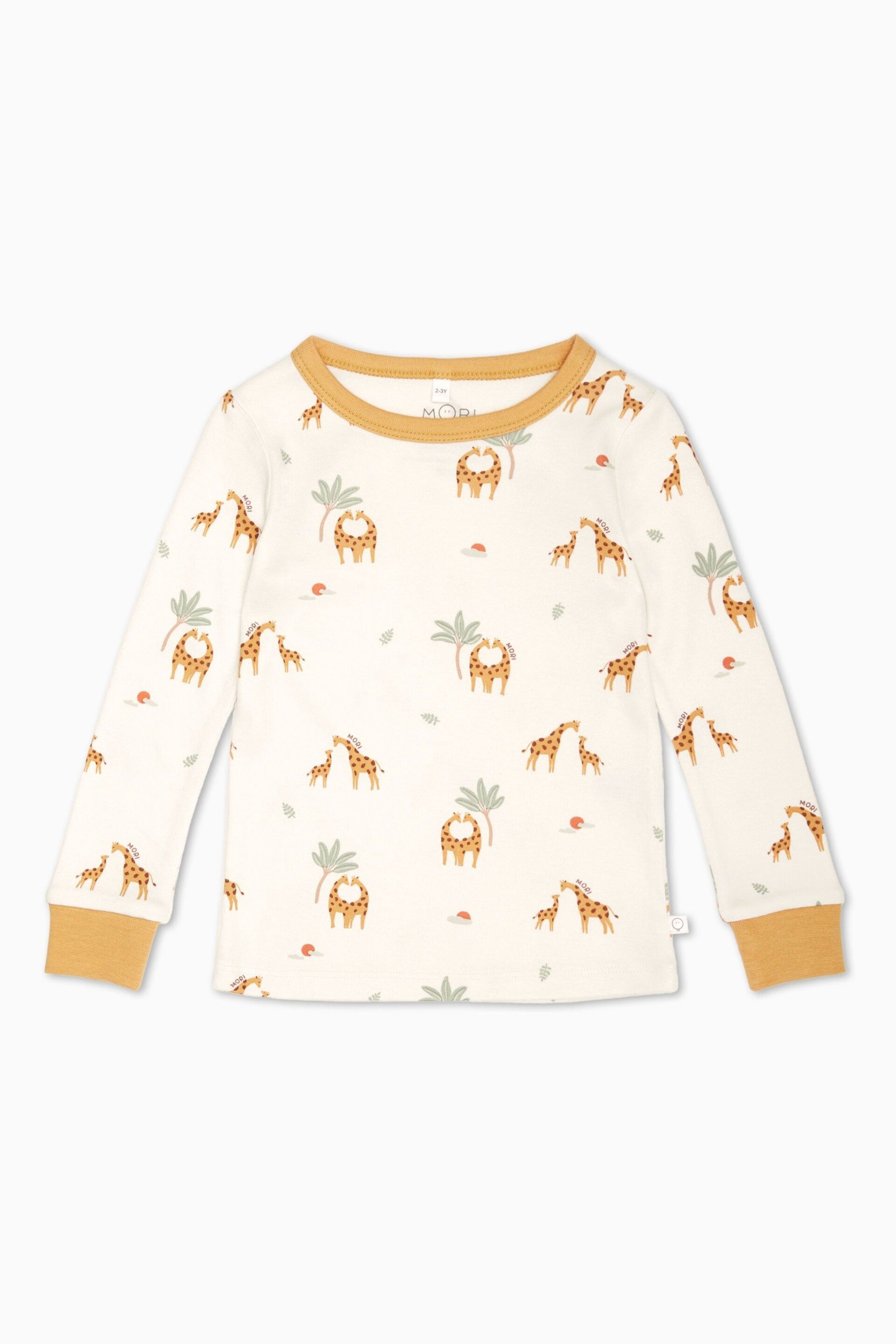 MORI Cream Organic Cotton & Bamboo Giraffe Print Pyjama Set - Image 1 of 2