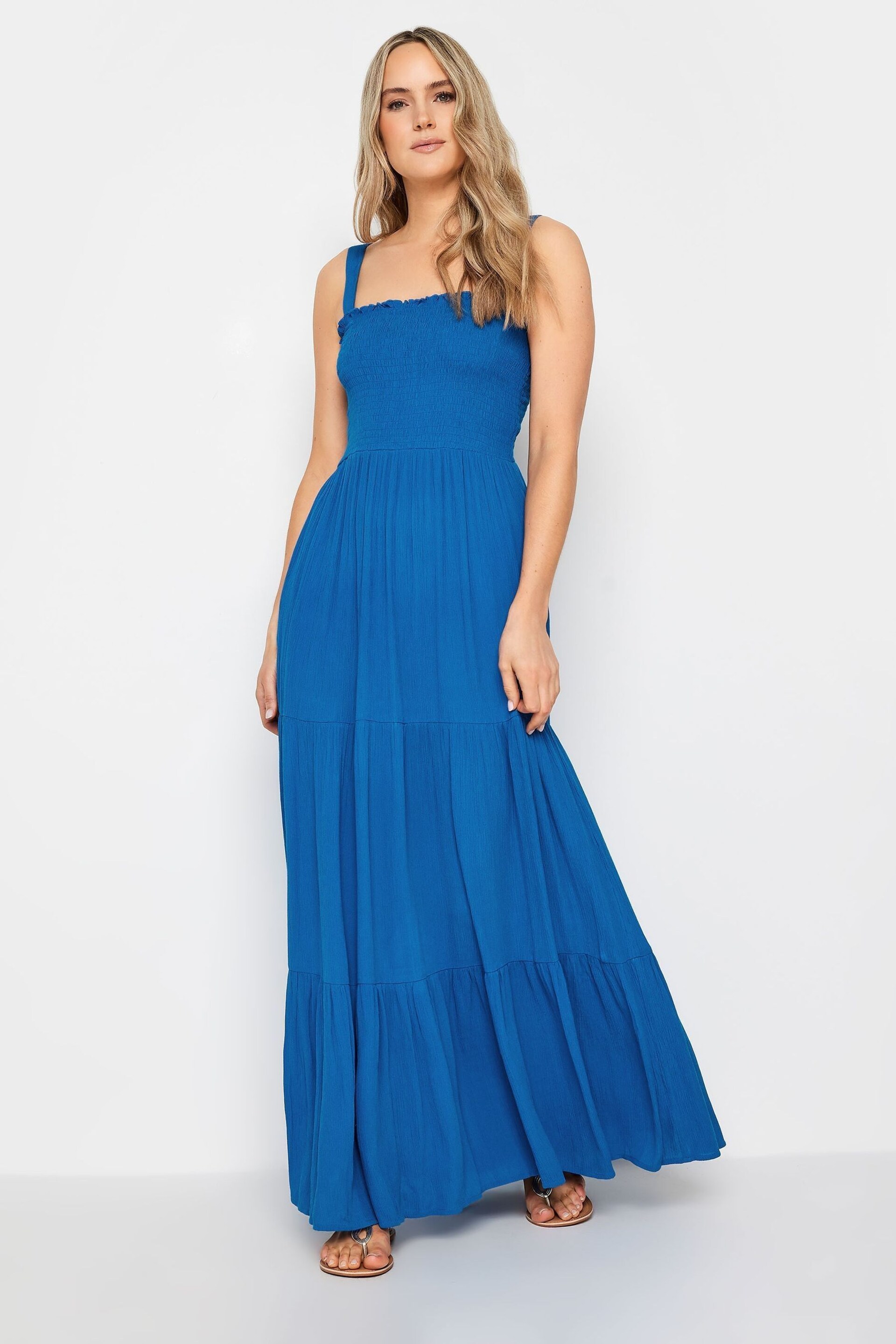 Long Tall Sally Blue Crinkle Tiered Dress - Image 2 of 5