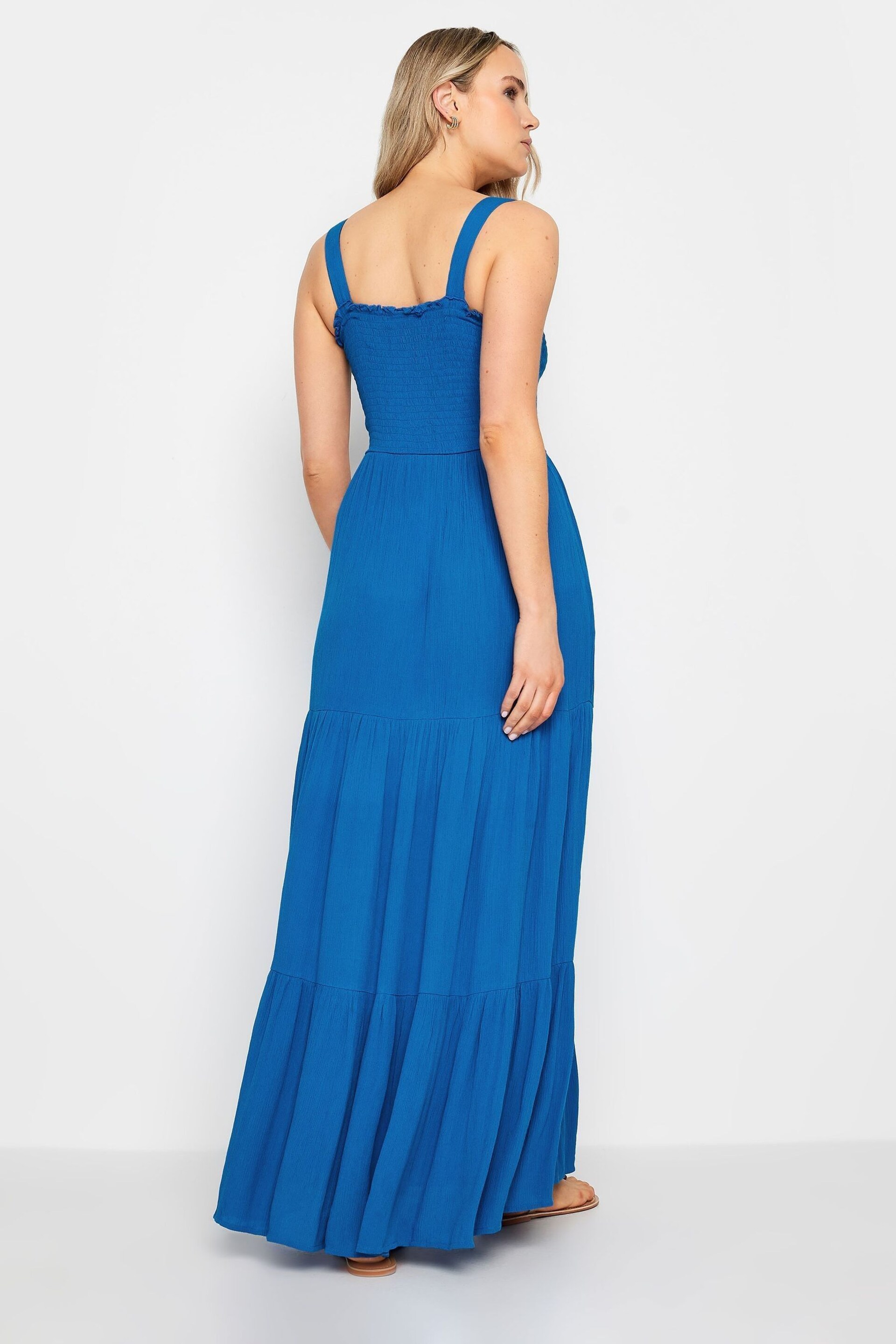 Long Tall Sally Blue Crinkle Tiered Dress - Image 4 of 5