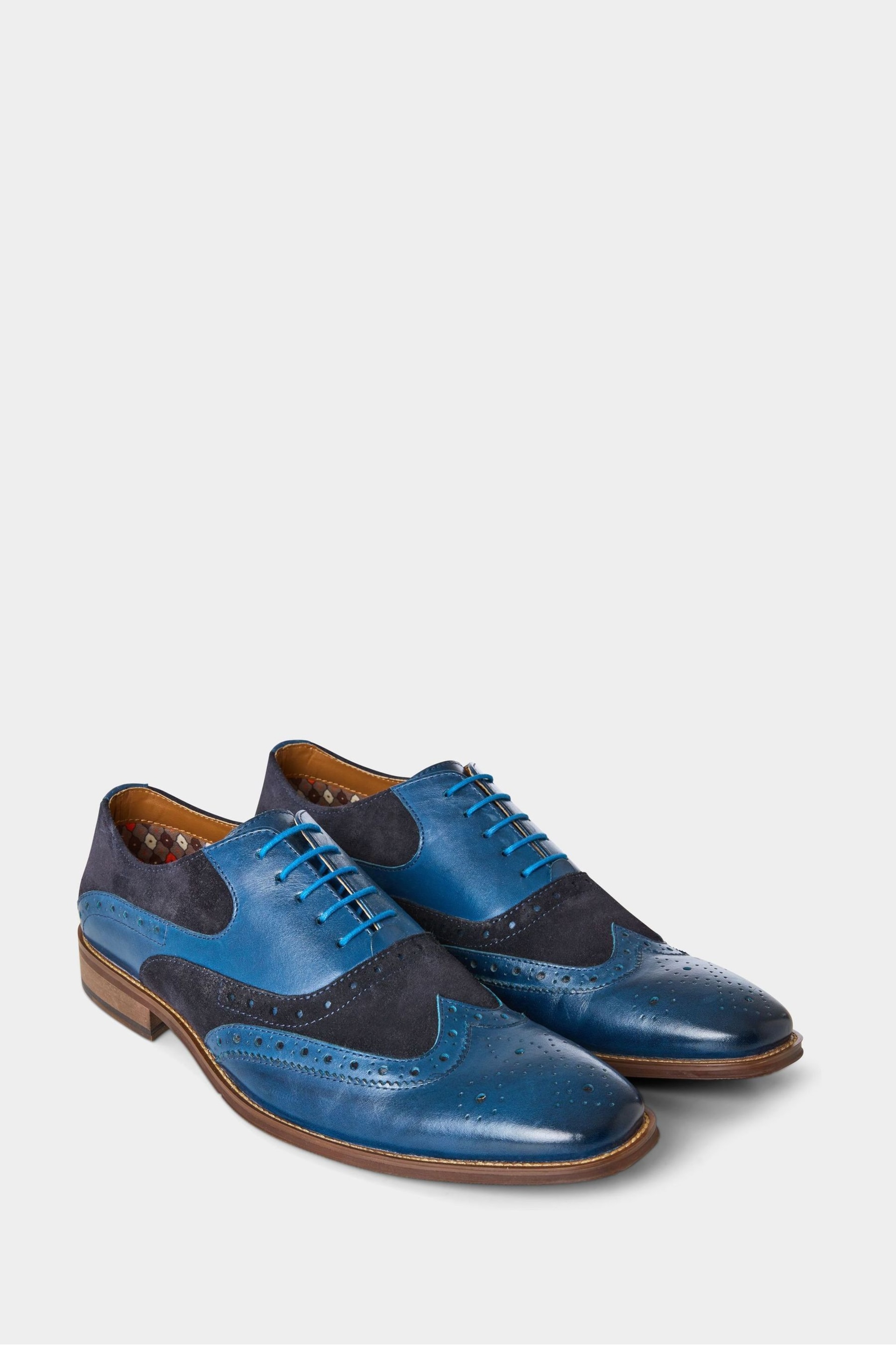 Joe Browns Blue Statement Leather Suede Brogues - Image 1 of 5