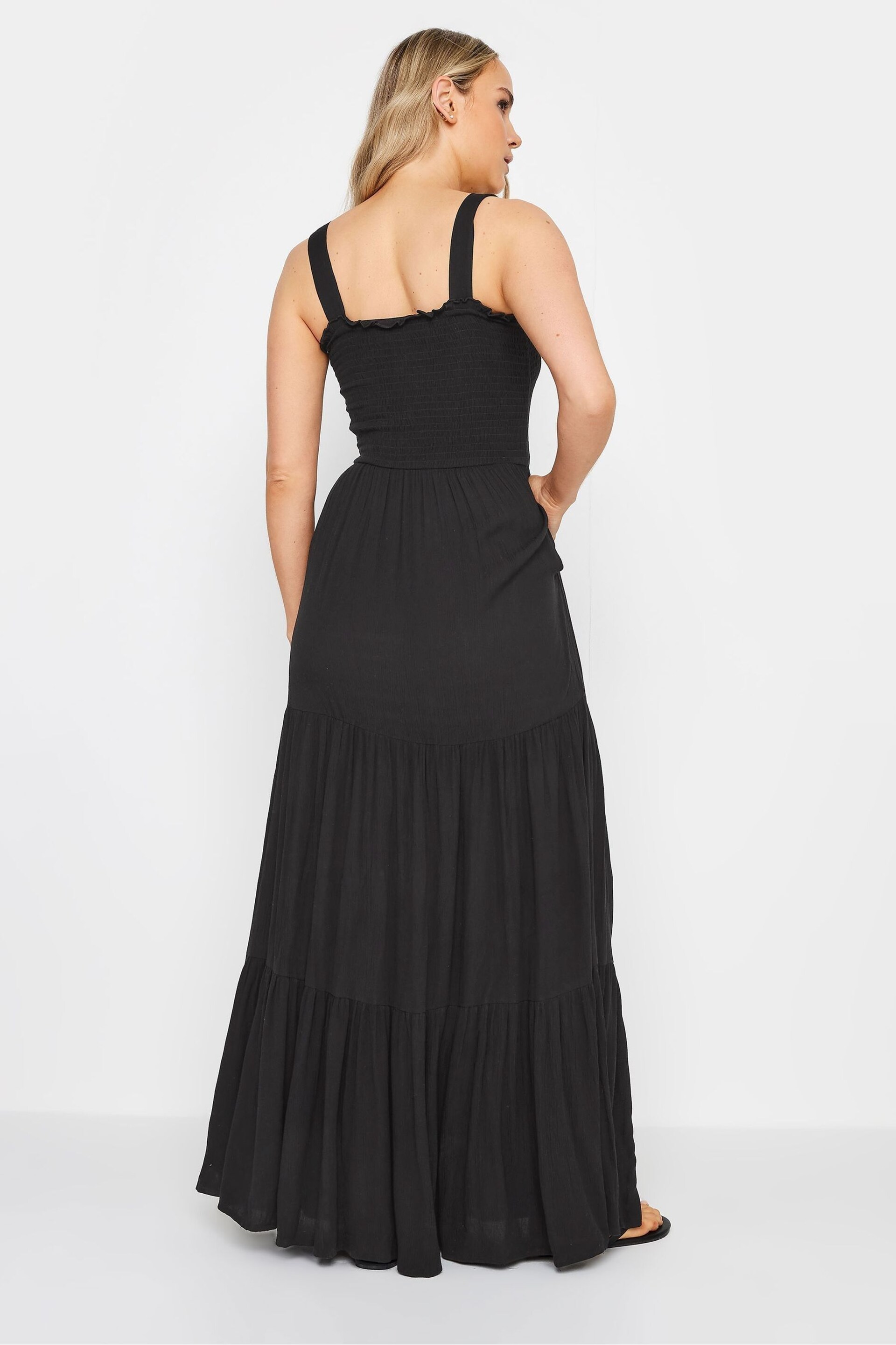 Long Tall Sally Black Crinkle Tiered Dress - Image 4 of 5