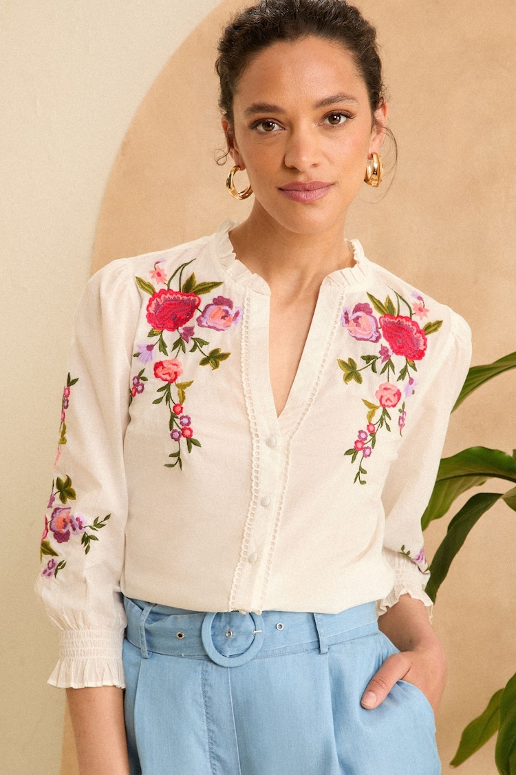 All In Me Embroidered V-Neck Blouse main image 1