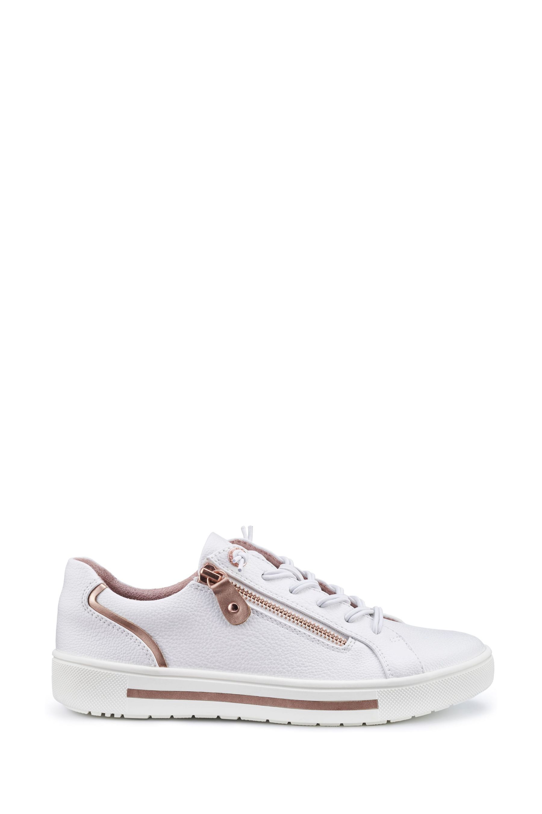 Buy Hotter White Wide Fit Leo Lace Up Side Zip Trainers from Next Poland