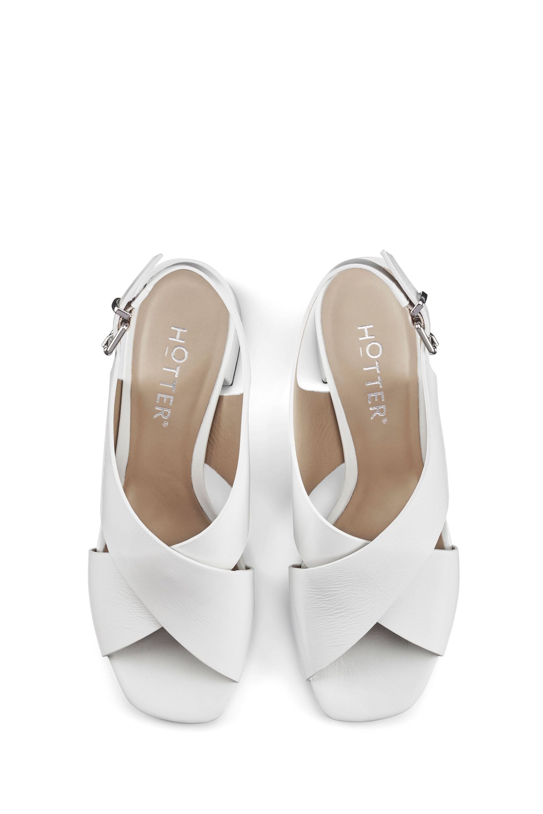 Hotter White Sicily Slip On Buckle Sandals