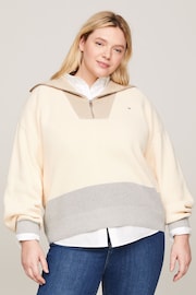 Tommy Hilfiger Cream Curve Half Zip Sweater - Image 1 of 5