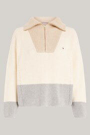 Tommy Hilfiger Cream Curve Half Zip Sweater - Image 5 of 5