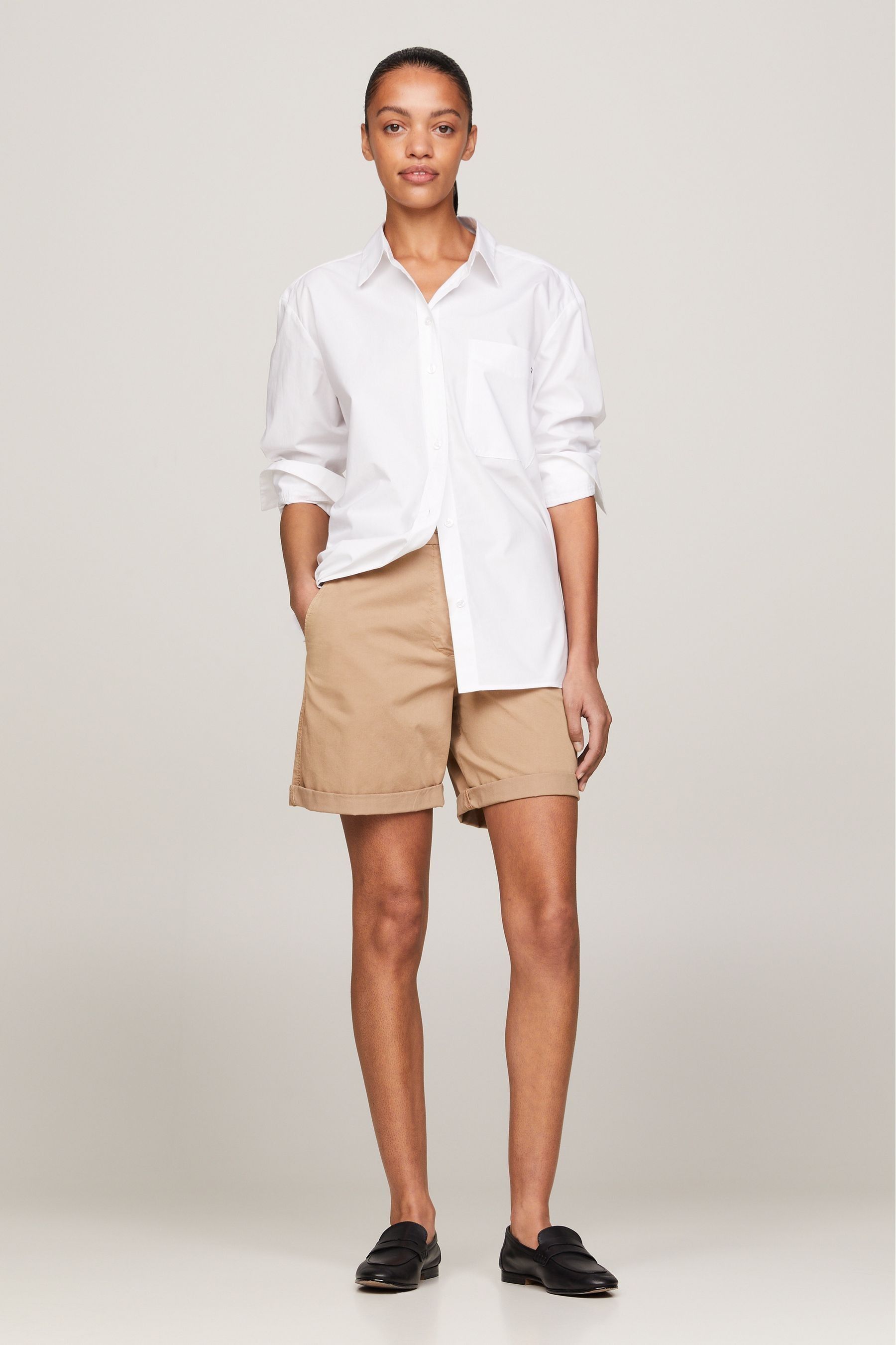 Buy Tommy Hilfiger Brown Cotton Blend Chino Shorts from the Next UK online shop