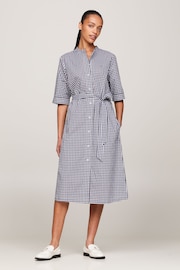 Tommy Hilfiger Blue Gingham Midi Shirt Dress - Image 1 of 4