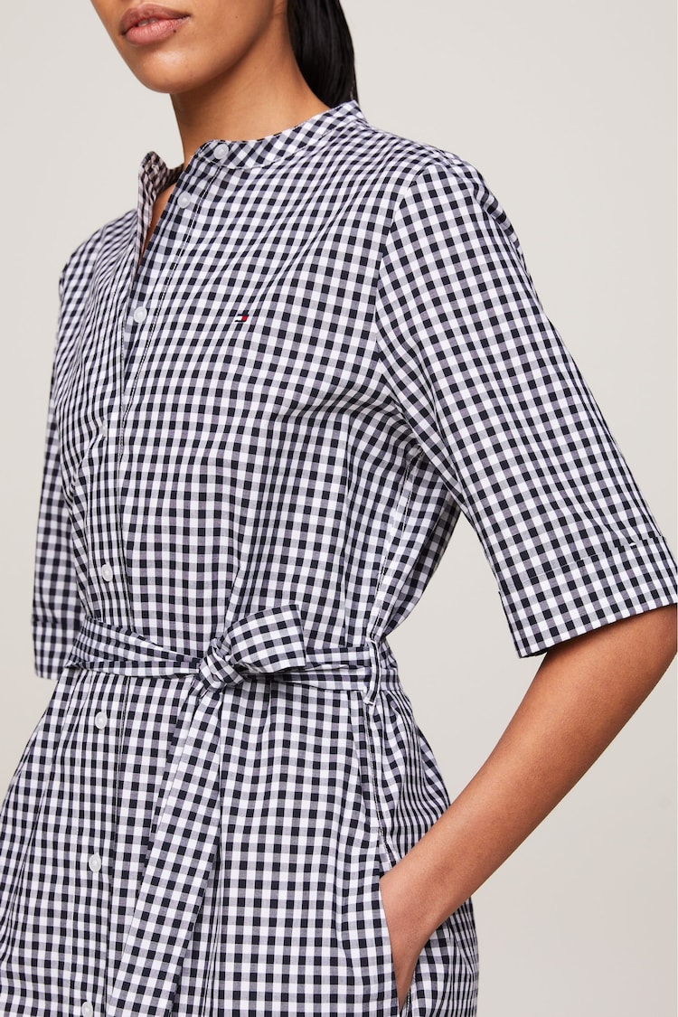 Tommy Hilfiger Blue Gingham Midi Shirt Dress - Image 4 of 4