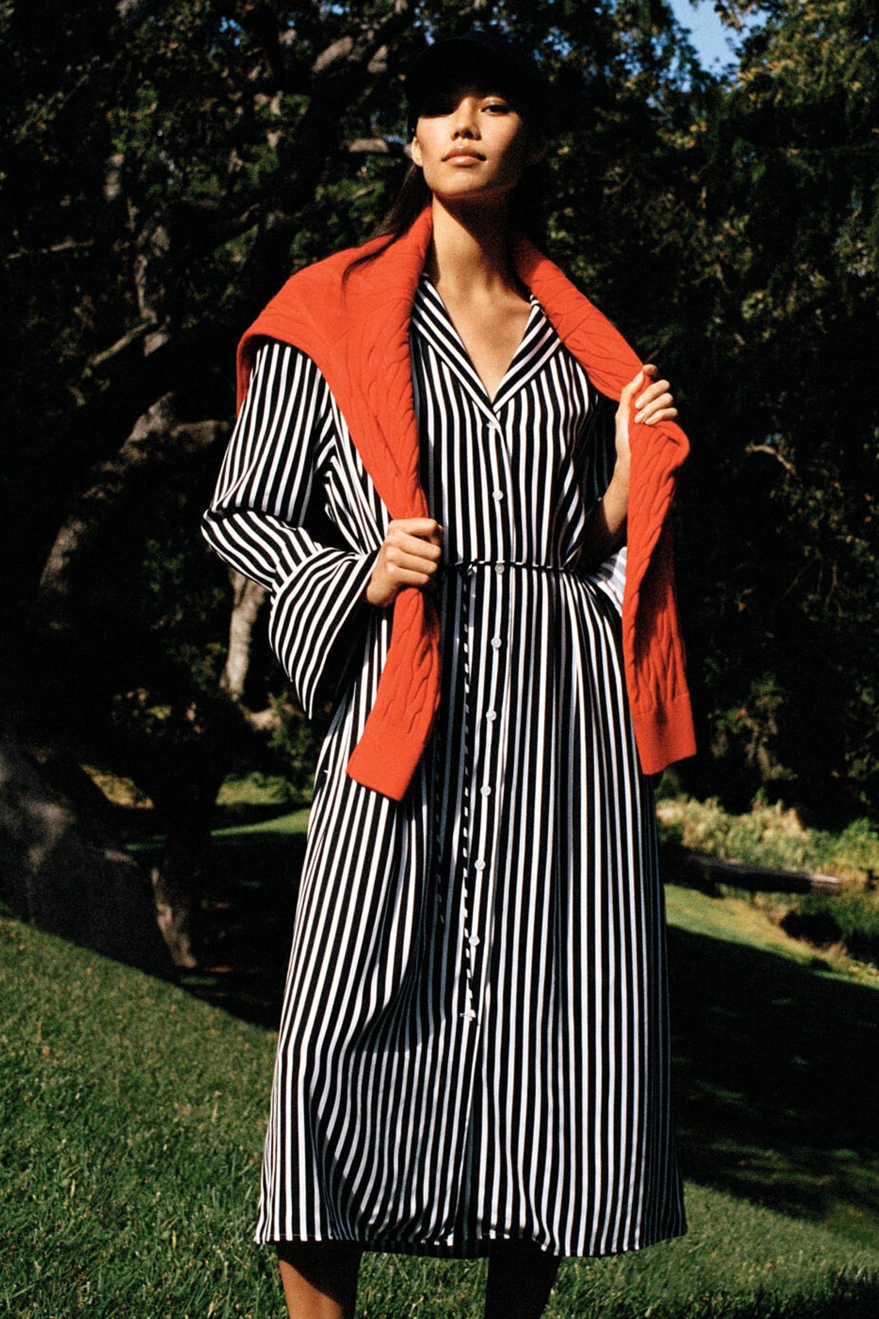 Tommy Hilfiger Blue Stripe Midi Shirt Dress 8 Womens