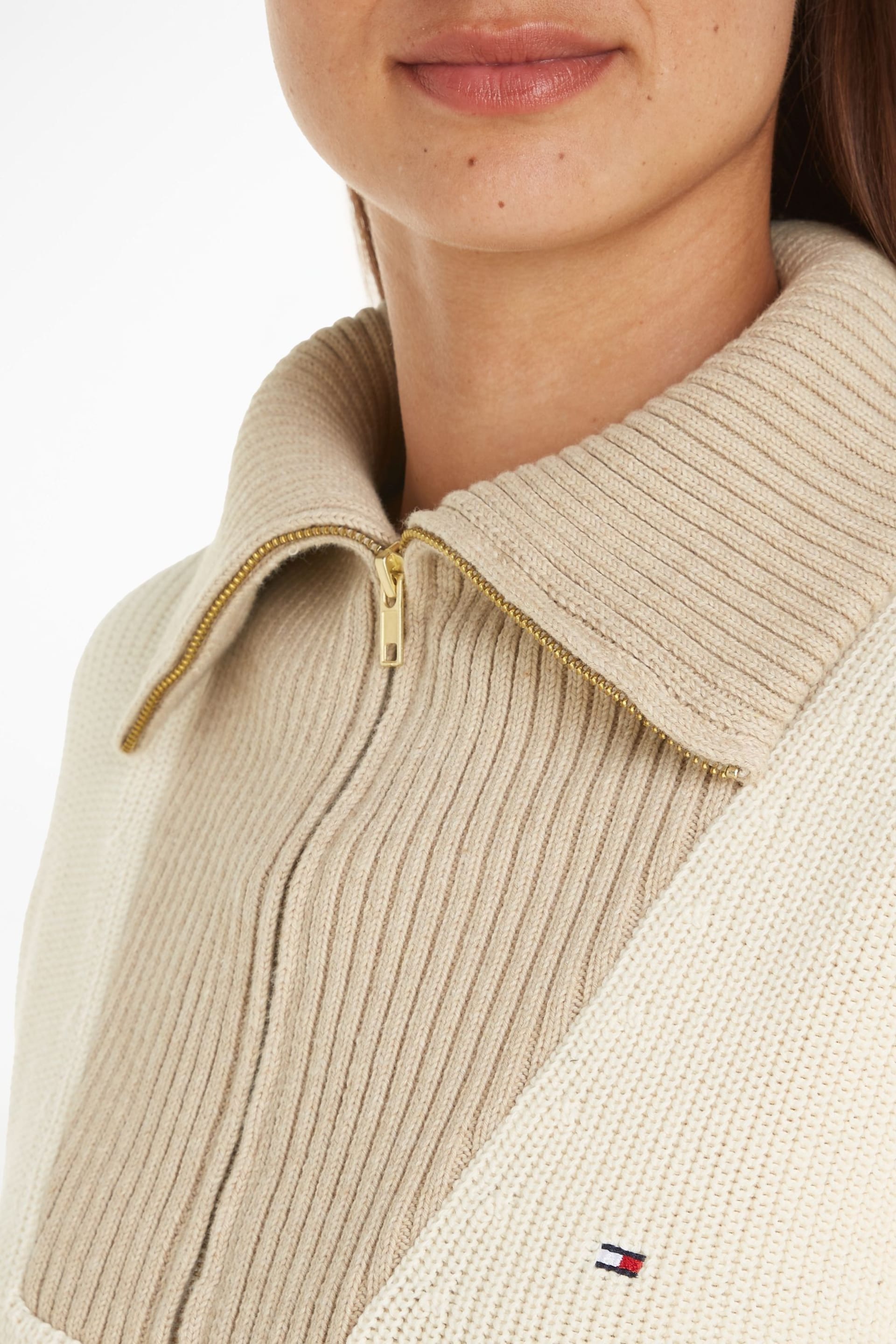 Tommy Hilfiger Cream Half Zip Sweater - Image 3 of 6