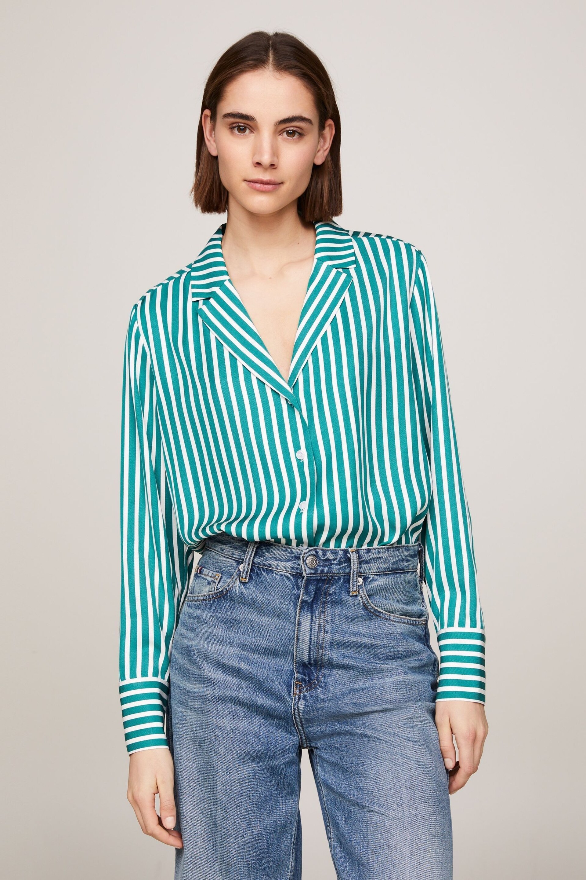 Tommy Hilfiger Green Stripe Pj Shirt - Image 2 of 5