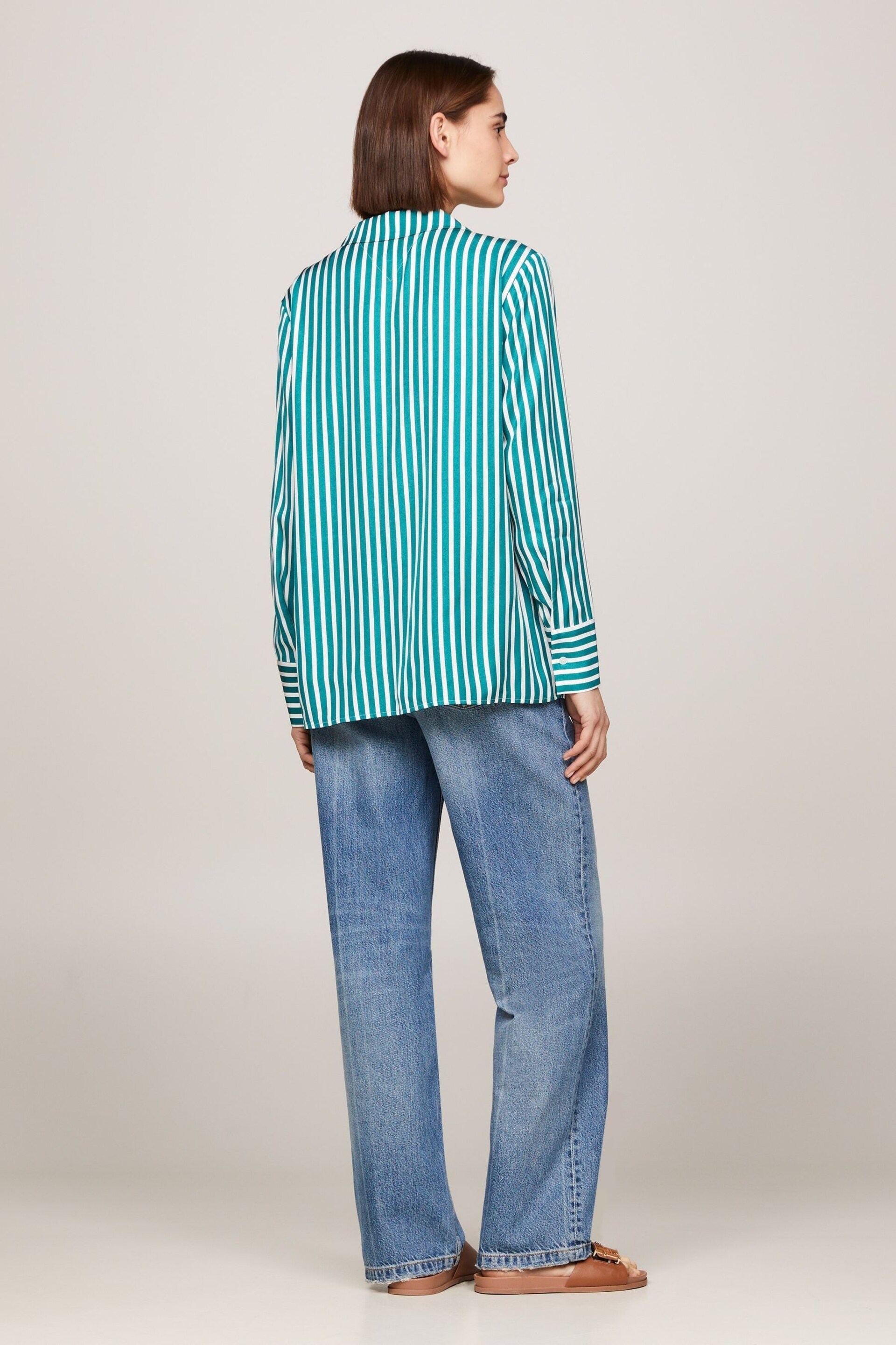 Tommy Hilfiger Green Stripe Pj Shirt - Image 4 of 5