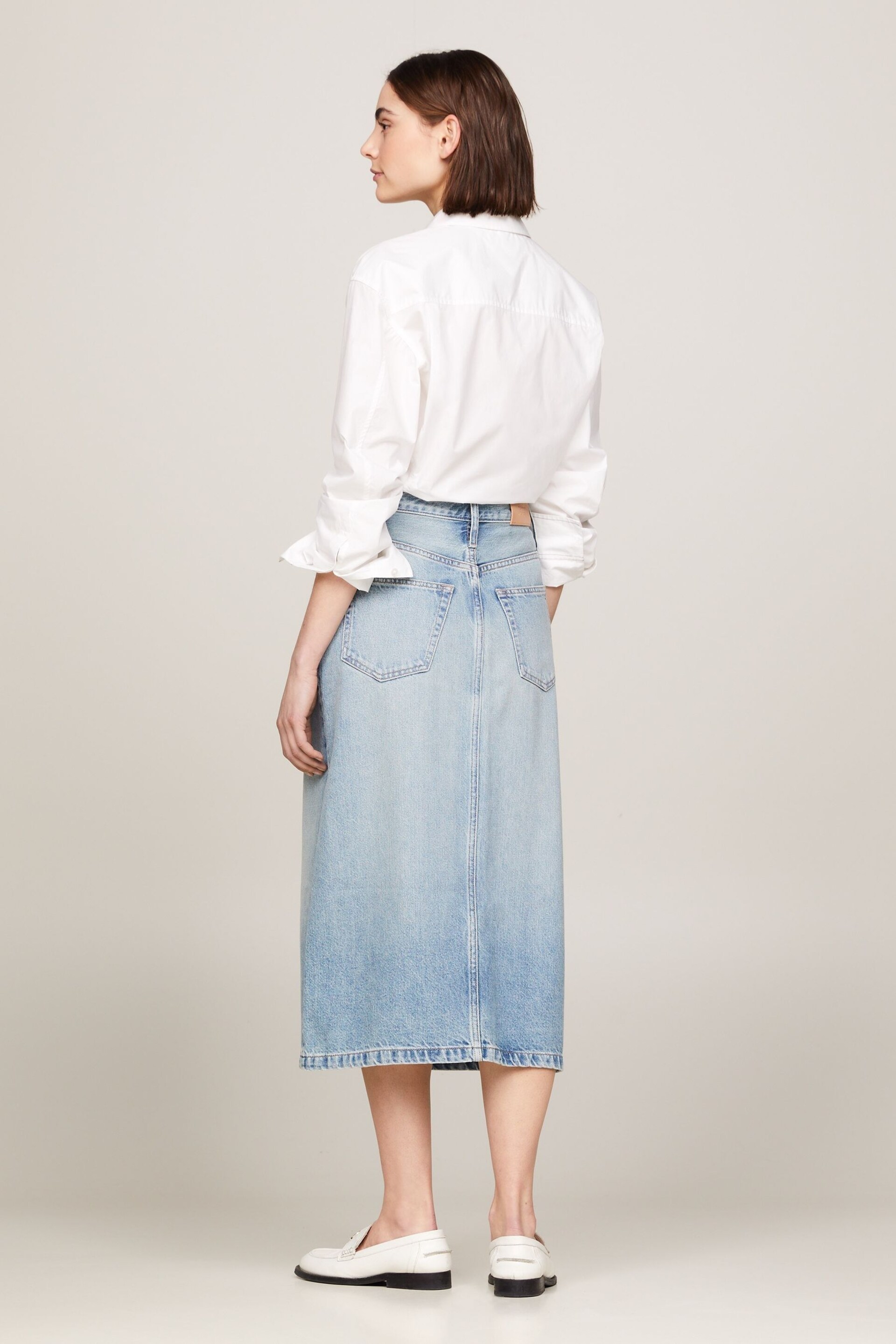 Tommy Hilfiger Blue Denim Midi Straight Skirt - Image 2 of 5