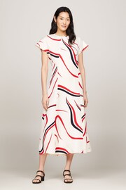 Tommy Hilfiger Cream Ribbon Print Maxi Dress - Image 1 of 3