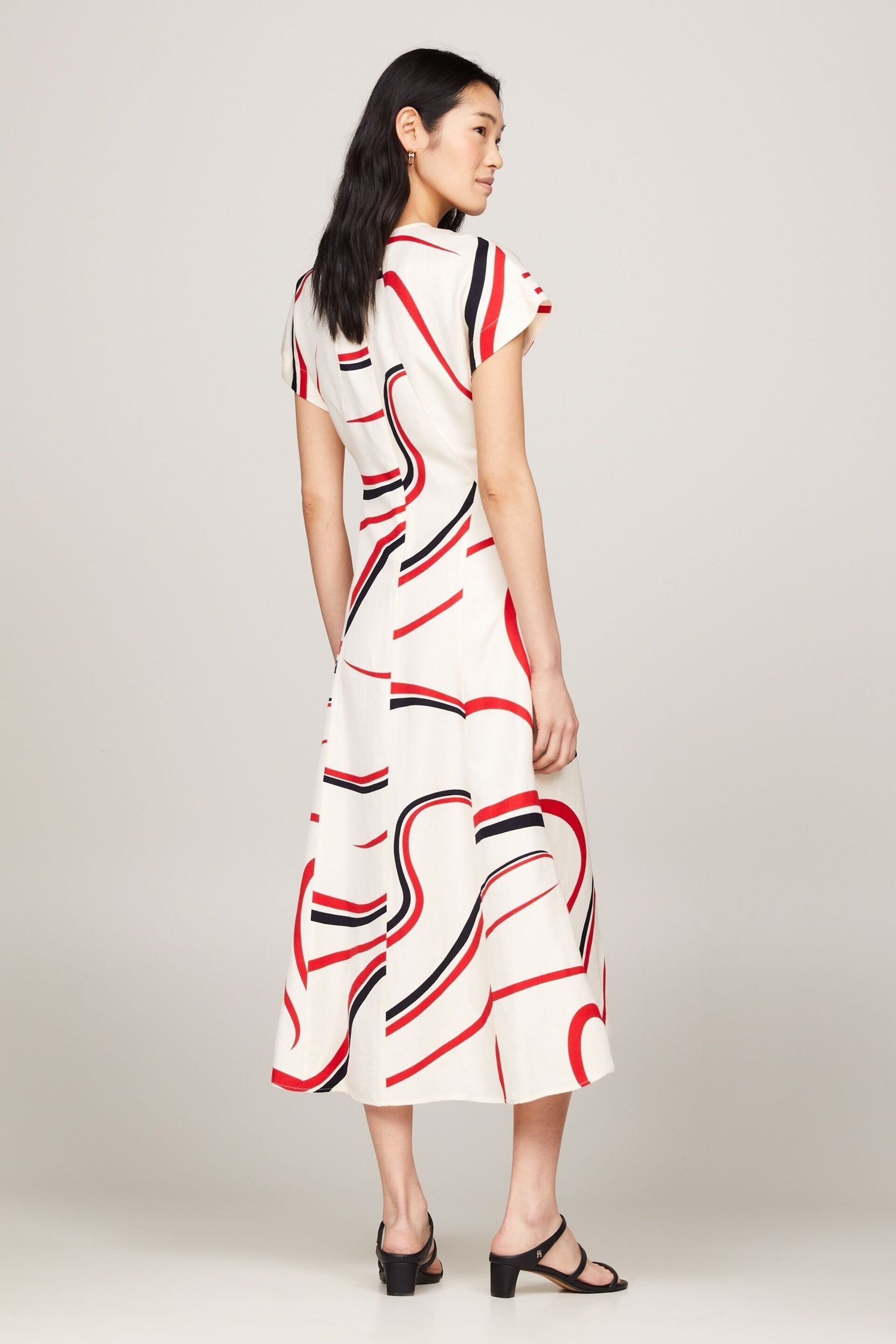 Tommy Hilfiger Cream Ribbon Print Maxi Dress - Image 2 of 3